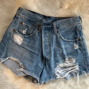 Levi’s Distressed Blue Denim Shorts